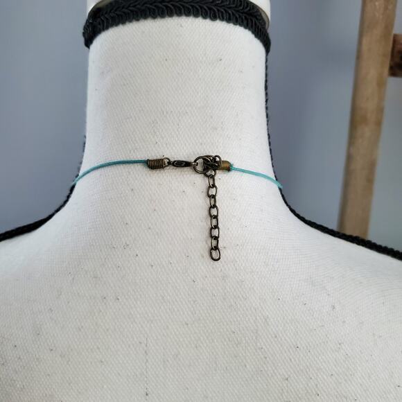 Vintage Turquoise Stringed Glass Bead Disc Necklace - Picture 5 of 6